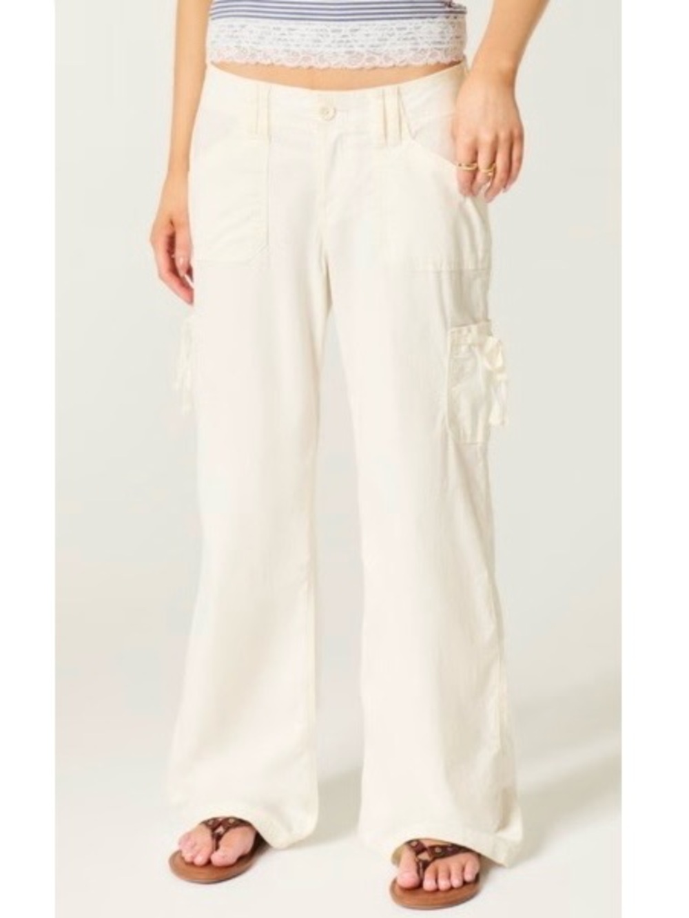 Hollister Low-Rise Lace Trim Baggy Pants